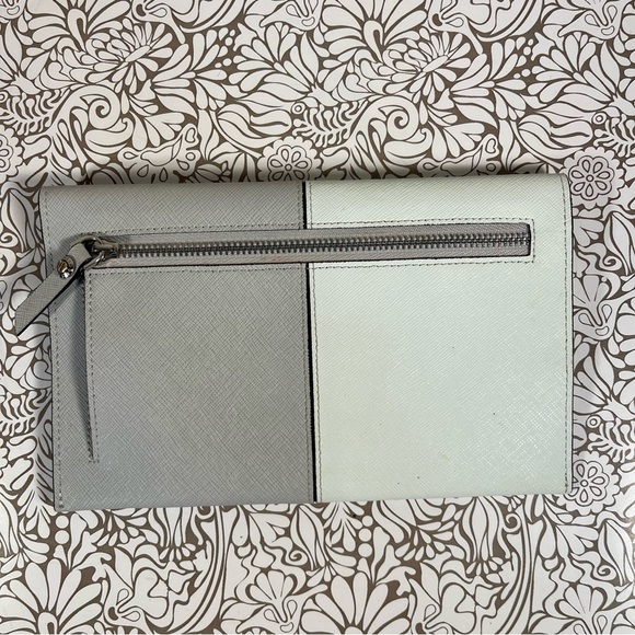 Henri Bendel New York bicolor leather envelope fold over snap clutch - Picture 3 of 10